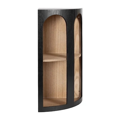 Black and Brown Arched Openings Corner Shelf
