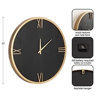 Black and Gold Wood Pronte Wall Clock