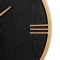 Black and Gold Wood Pronte Wall Clock