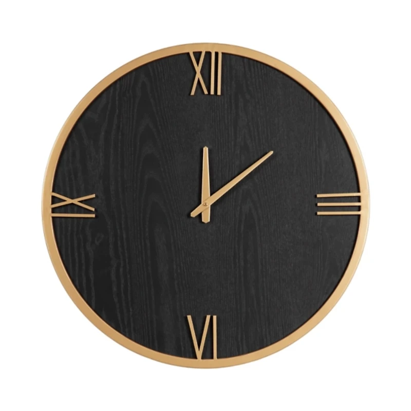 Black and Gold Wood Pronte Wall Clock