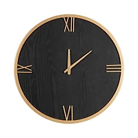 Black and Gold Wood Pronte Wall Clock