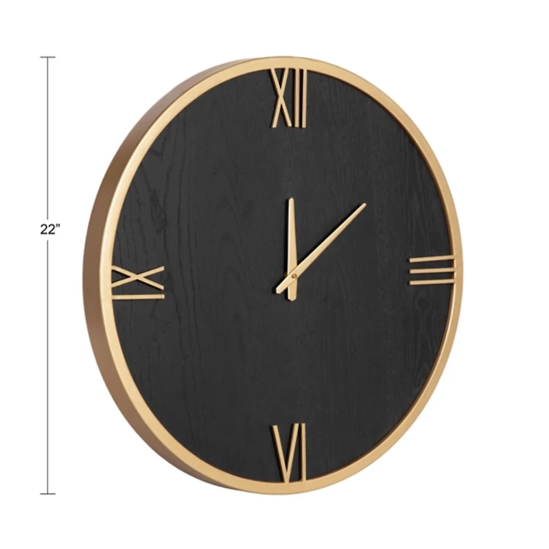 Black and Gold Wood Pronte Wall Clock