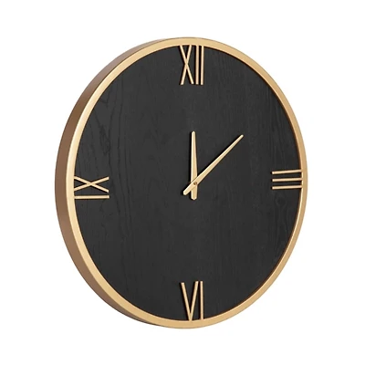 Black and Gold Wood Pronte Wall Clock