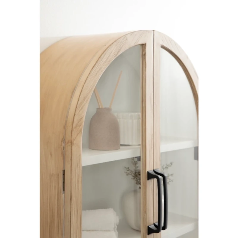 Natural and White Arch Arcott Wall Cabinet