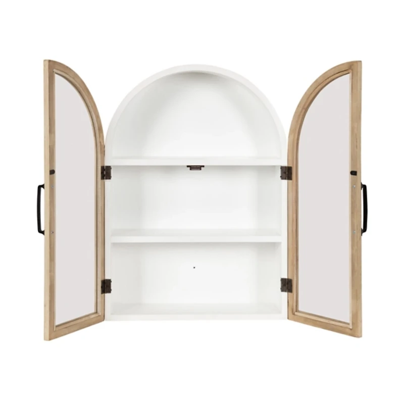 Natural and White Arch Arcott Wall Cabinet