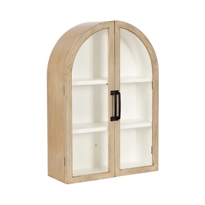 Natural and White Arch Arcott Wall Cabinet