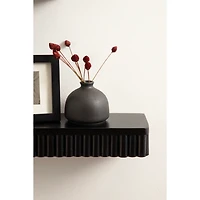 Black Ribbed Floating Shelves, Set of 2