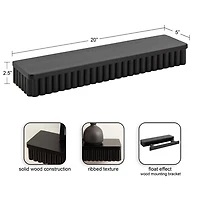 Black Ribbed Floating Shelves, Set of 2