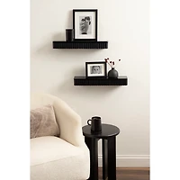 Black Ribbed Floating Shelves, Set of 2