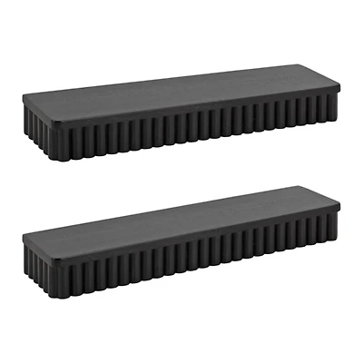 Black Ribbed Floating Shelves, Set of 2