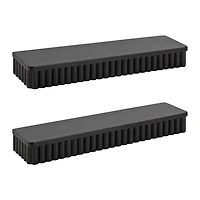 Black Ribbed Floating Shelves, Set of 2