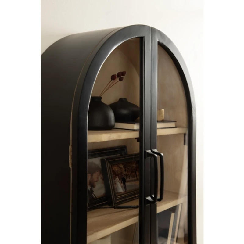 Black and Natural Arch Arcott Wall Cabinet