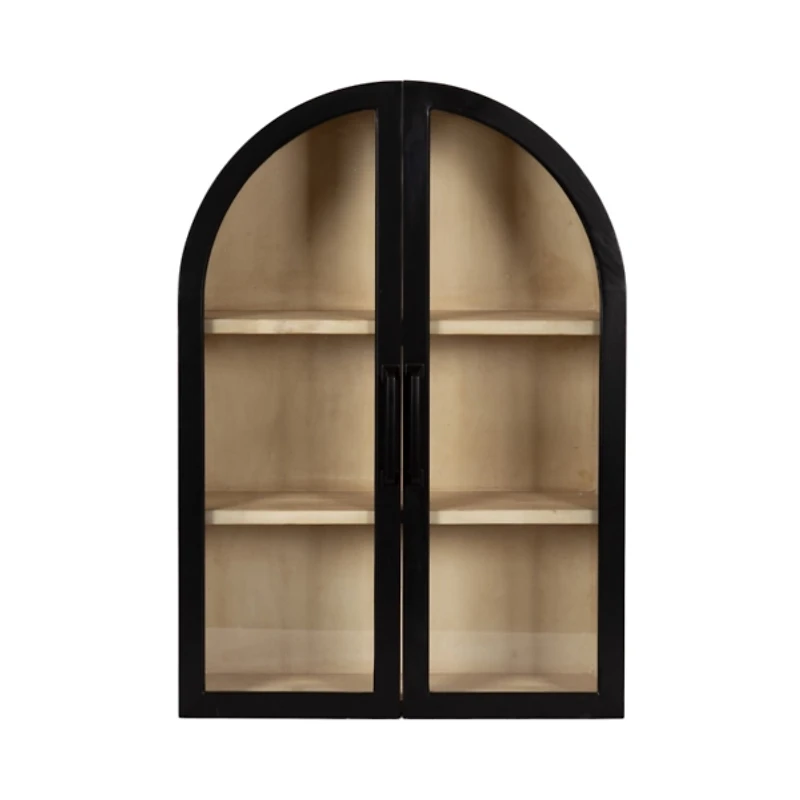 Black and Natural Arch Arcott Wall Cabinet