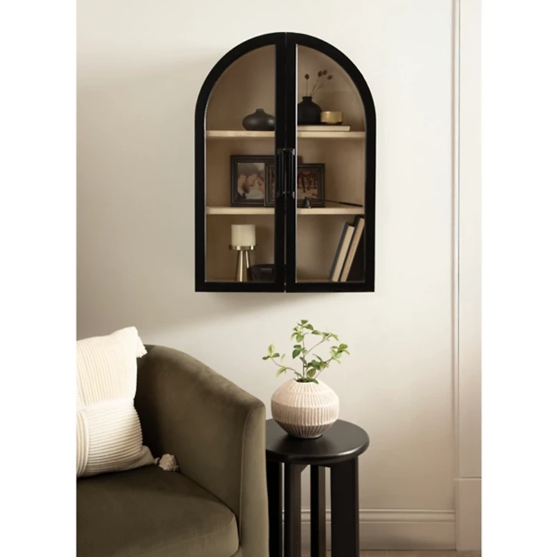 Black and Natural Arch Arcott Wall Cabinet