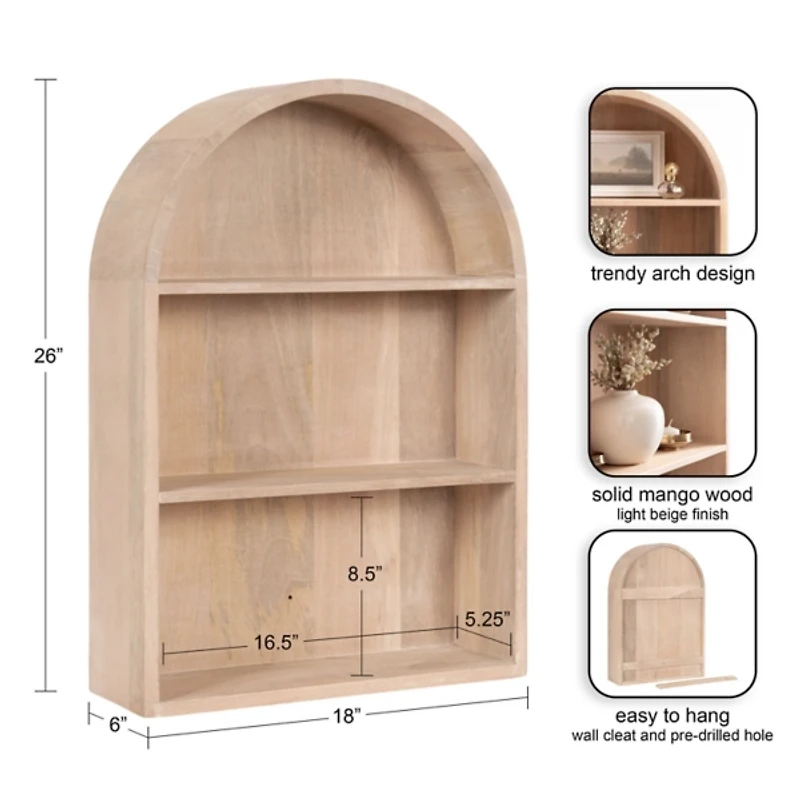 Natural 3-Tier Arch Arcott Wall Shelf