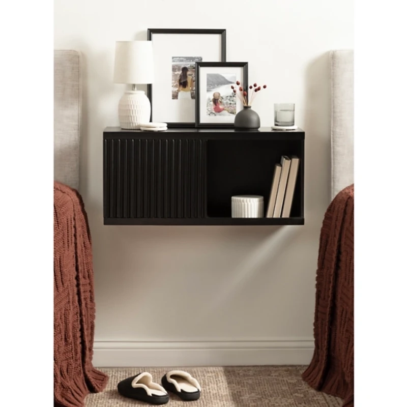 Black Furrow Cabinet Wall Shelf