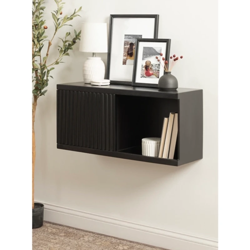 Black Furrow Cabinet Wall Shelf
