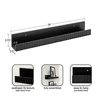 Black Furrow Floating Shelves, Set of 2