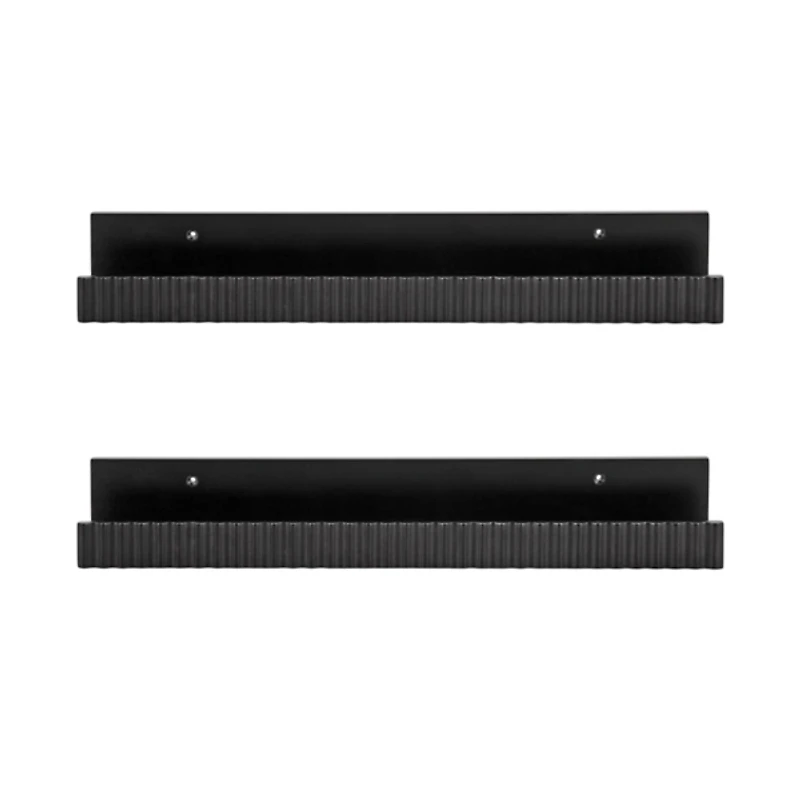 Black Furrow Floating Shelves, Set of 2