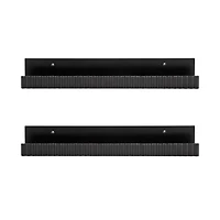 Black Furrow Floating Shelves, Set of 2