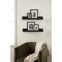 Black Furrow Floating Shelves, Set of 2