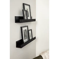 Black Furrow Floating Shelves, Set of 2