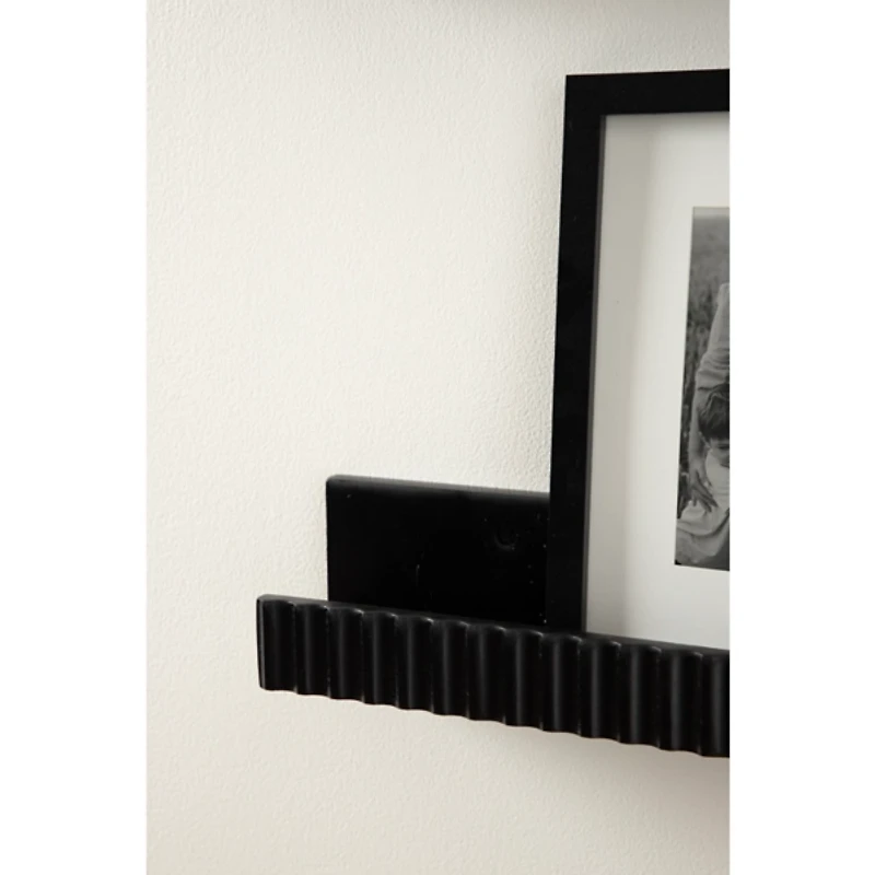 Black Furrow Floating Shelves, Set of 2