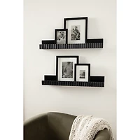Black Furrow Floating Shelves, Set of 2