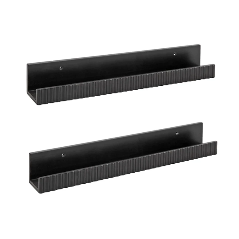 Black Furrow Floating Shelves, Set of 2