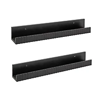 Black Furrow Floating Shelves, Set of 2