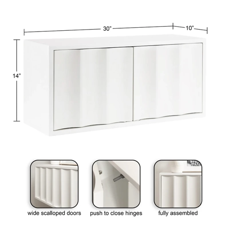 White Scalloped Cabinet Wall Shelf