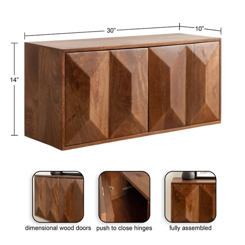 Brown 2-Door Cabinet Wall Shelf