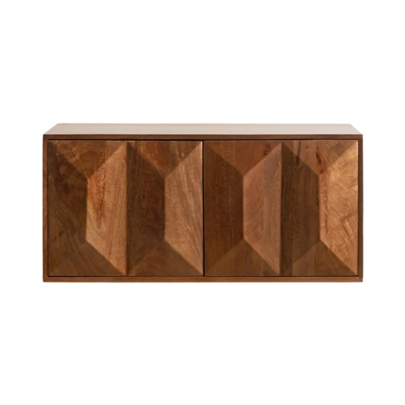 Brown 2-Door Cabinet Wall Shelf