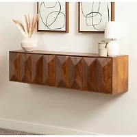 Brown 2-Door Cabinet Wall Shelf