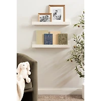 White Furrow Floating Shelves, Set of 2