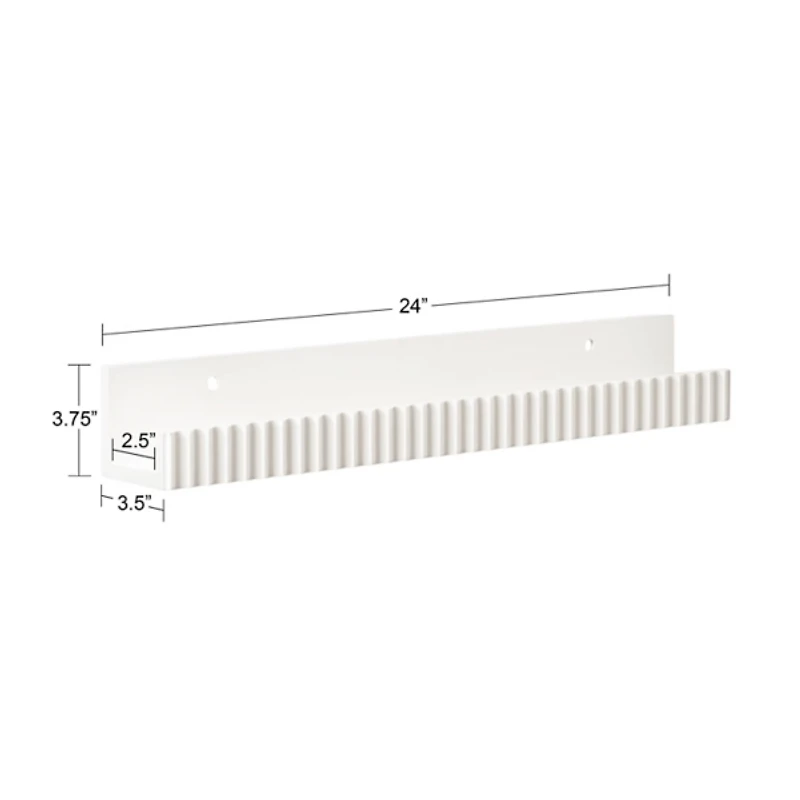 White Furrow Floating Shelves, Set of 2