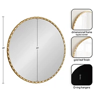 Round Gold Rippled Wall Mirror