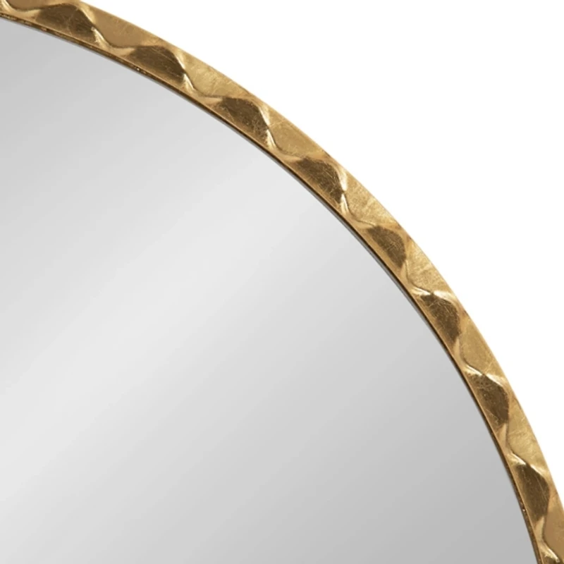 Round Gold Rippled Wall Mirror