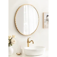 Round Gold Rippled Wall Mirror