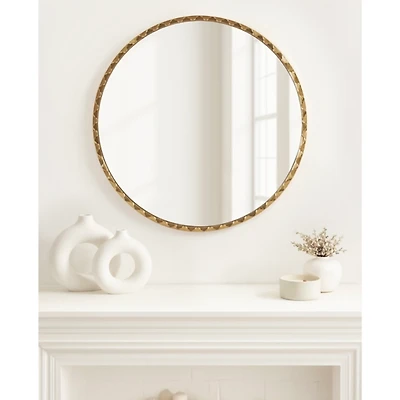 Round Gold Rippled Wall Mirror
