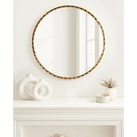 Round Gold Rippled Wall Mirror