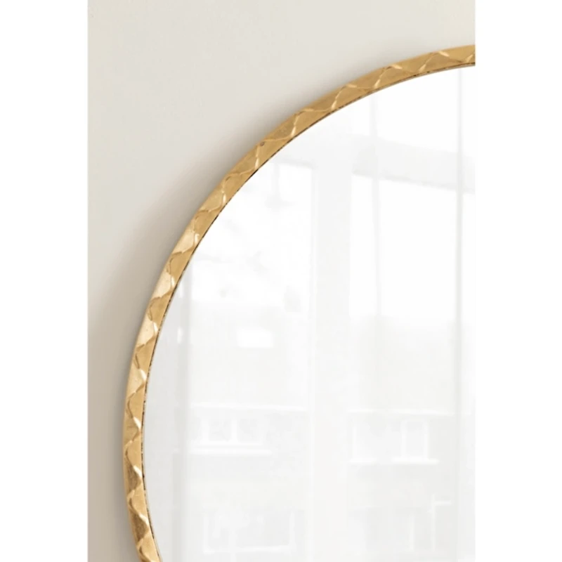 Round Gold Rippled Wall Mirror