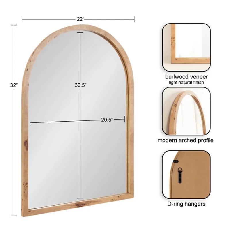 Natural Burlwood Arch Wall Mirror