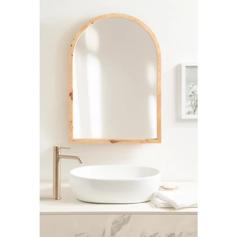 Natural Burlwood Arch Wall Mirror