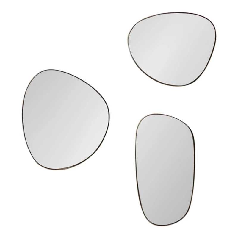 Gold Rollo Metal Wall Mirrors, Set of 3