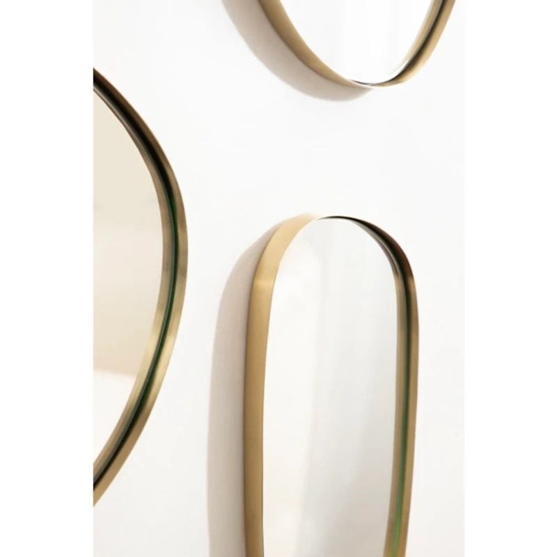 Gold Rollo Metal Wall Mirrors, Set of 3