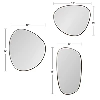Gold Rollo Metal Wall Mirrors, Set of 3