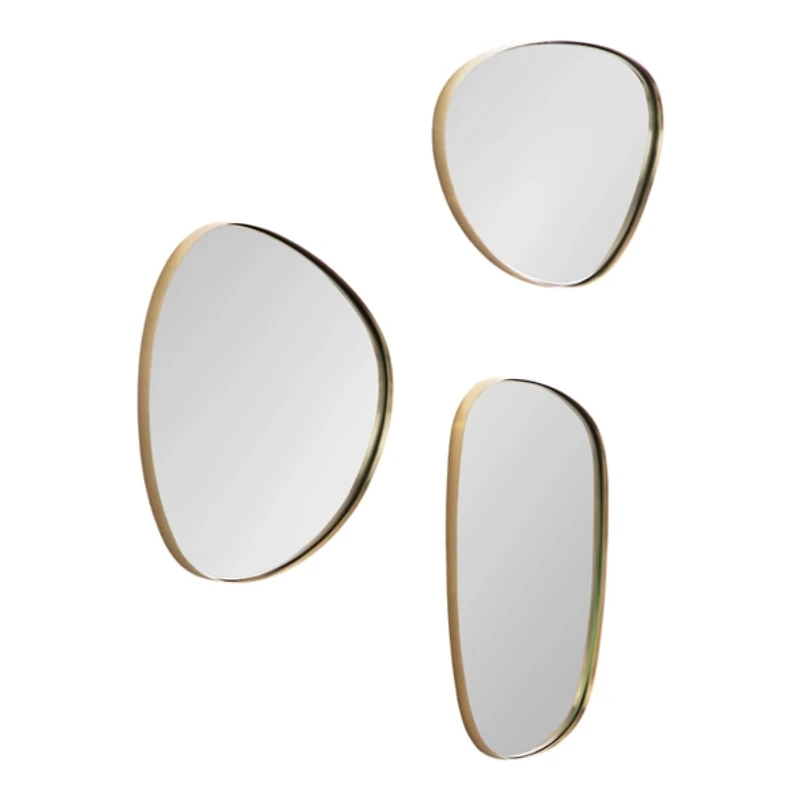 Gold Rollo Metal Wall Mirrors, Set of 3