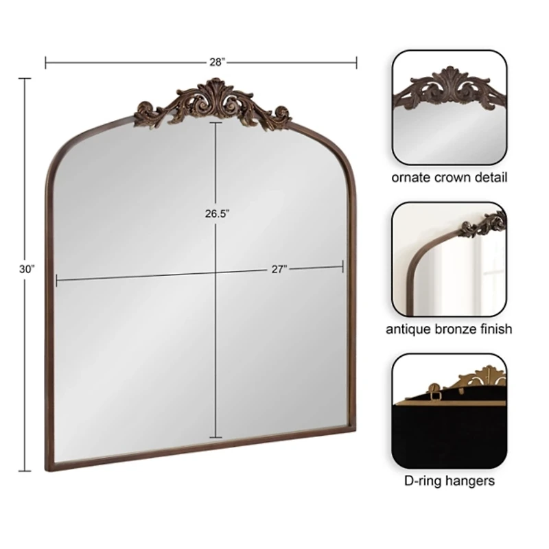 Bronze Baroque Arch Wall Mirror