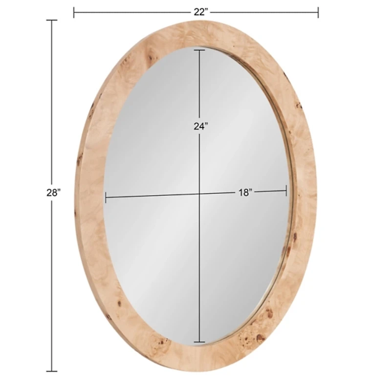 Natural Burlwood Oval Wall Mirror